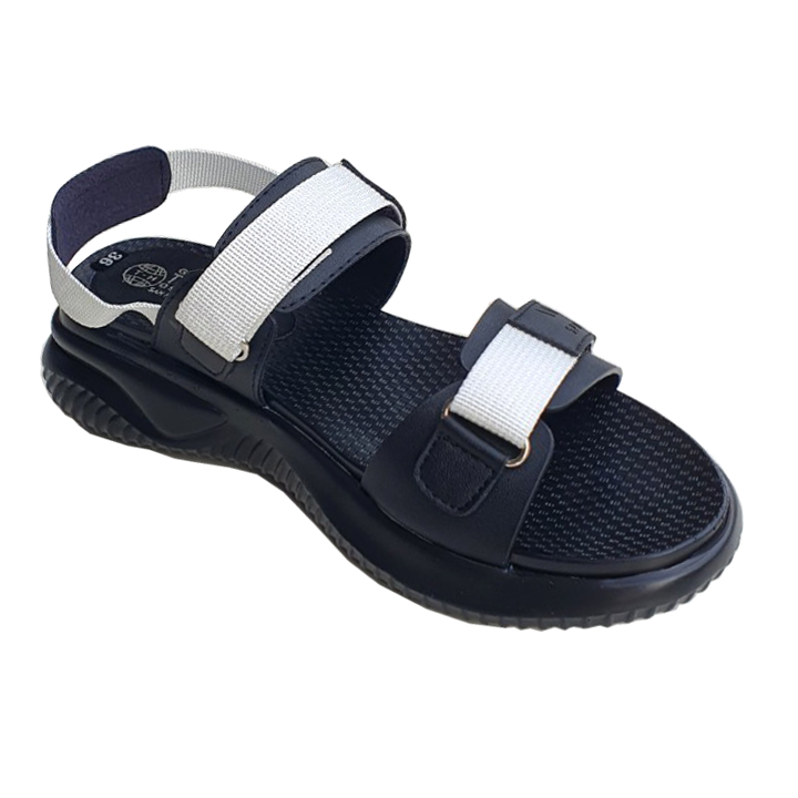 Giày sandal nữ đế bằng cao 4.5cm màu đen Trường Hải Thời trang nữ cao cấp 