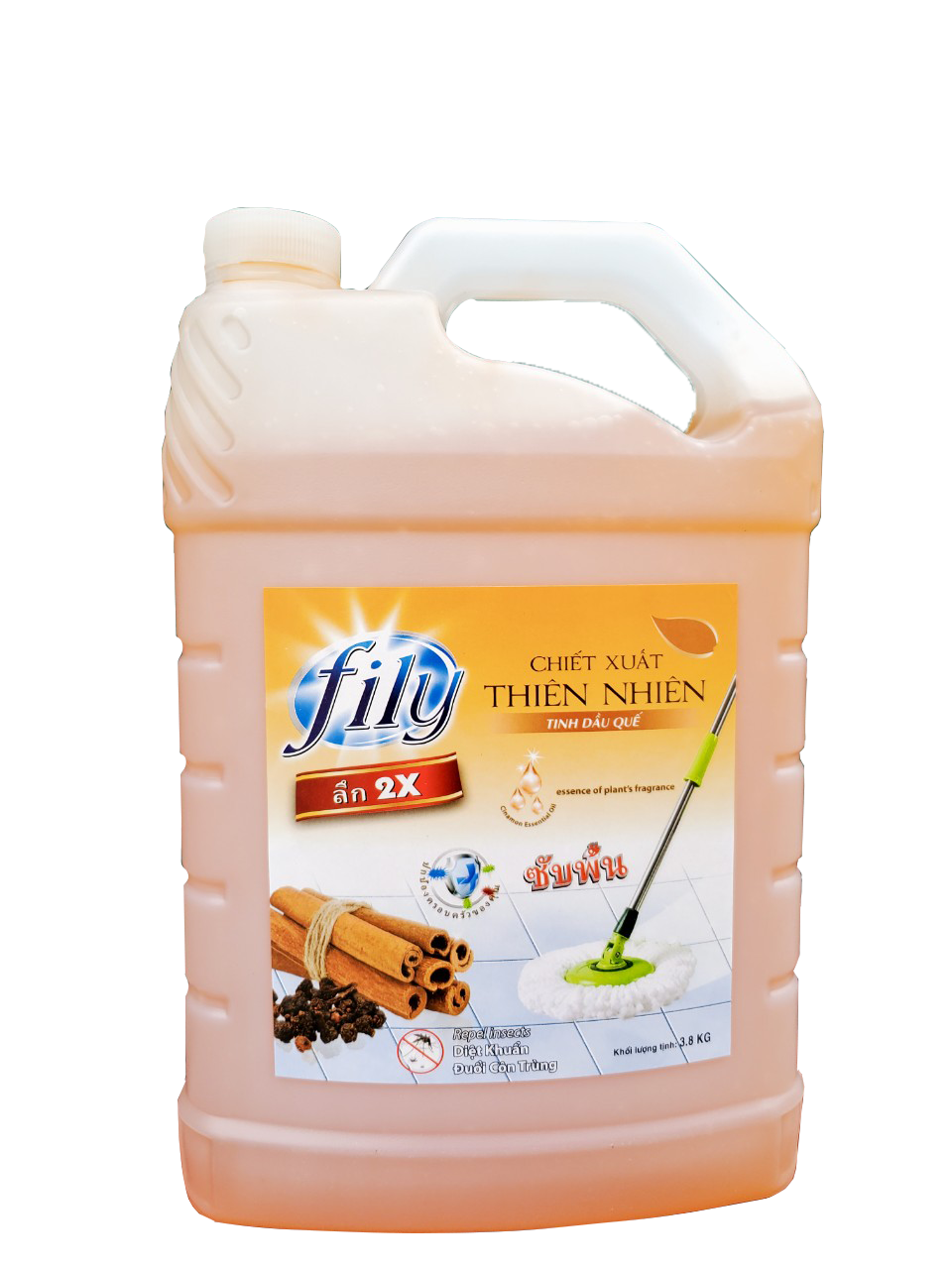 Nước Lau Sàn Nhà (3,8 Lít) Tinh Dầu Quế Diệt Khuẩn - Chống Muỗi An Toàn Cho Bé FILY