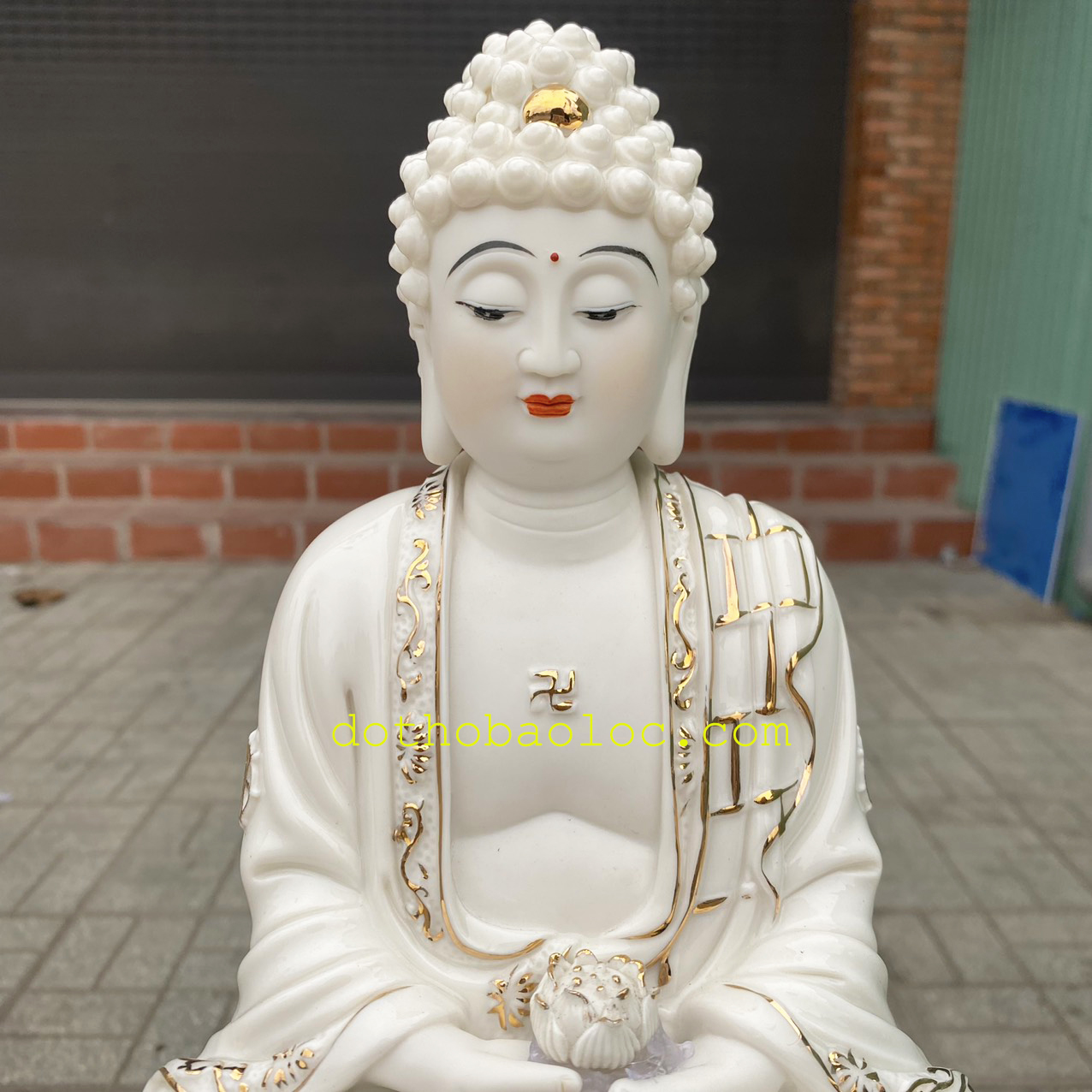 Tượng Tam Thế Phật bằng sứ trắng Đức Hóa cao 30cm