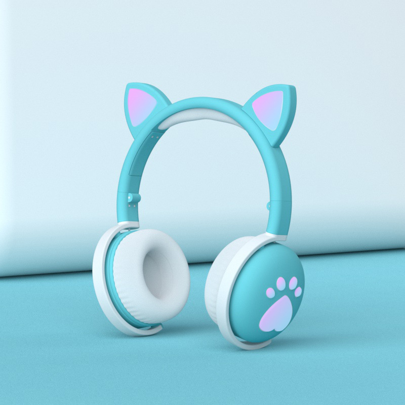 Tai nghe chụp tai bluetooth Cute Cat V2, tai nghe mèo không dây siêu dễ thương có đèn led đổi màu cực đẹp, tai mèo đáng yêu có mic đàm thoại cao cấp