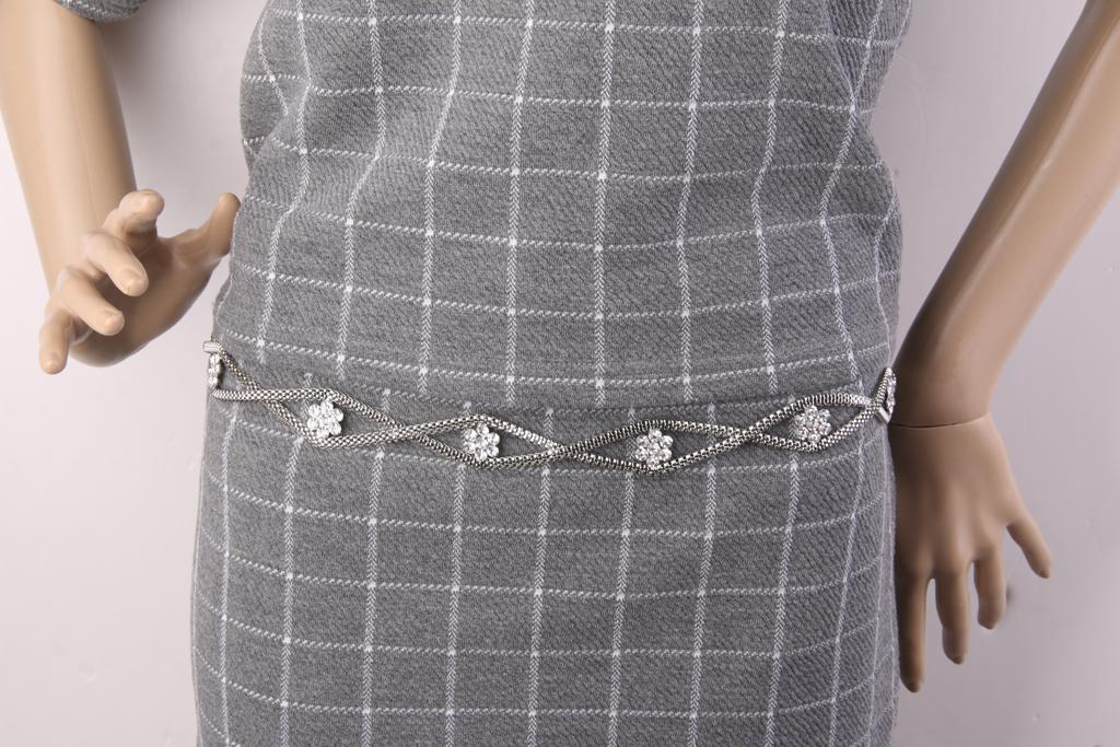 2pcs Rhinestone Women Chain Belt Skinny Waist Belt for Wedding Bridal Dress