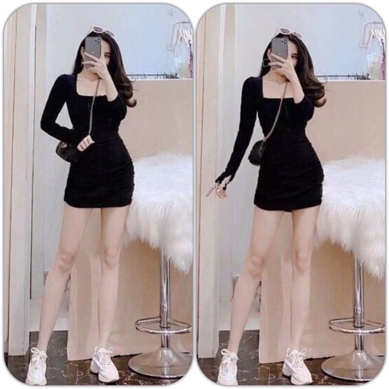 Đầm Body Cổ Vuông TD Nhún Sườn Sexy