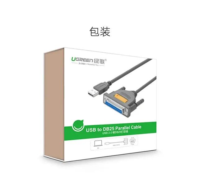 Ugreen UG20794US167TK 1.5M màu Đen Cáp tín hiệu chuyển đổi USB 2.0 sang DB25 âm cao cấp - HÀNG CHÍNH HÃNG