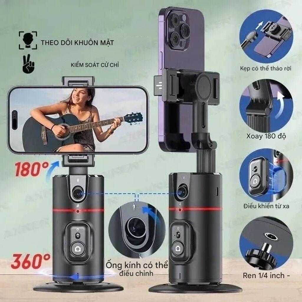 Giá đỡ điện thoại thông minh quay theo khuôn mặt HOCO K23 Lotus có điều khiển quay chụp, Auto Face Tracking xoay 360, ra lệnh cử chỉ - Hàng chính hãng