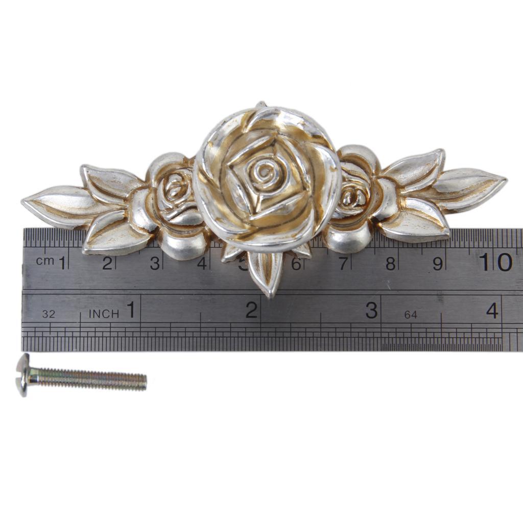 Silver Rose Cabinet Drawer Furniture Door knob Handle Pull Hardware