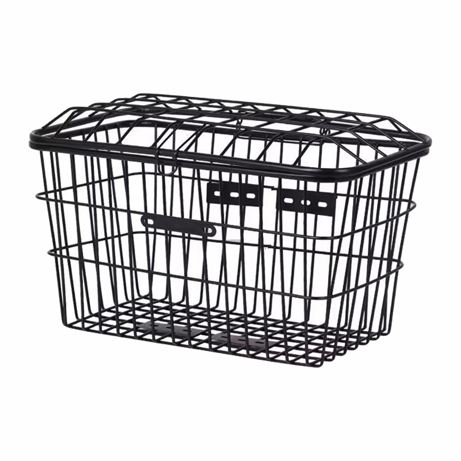Bike Rear Basket Bike Storage Basket Black Holder Container Holding Water Bottle, Toys, Snacks Universal with Cover Hanging Cycling Baskets