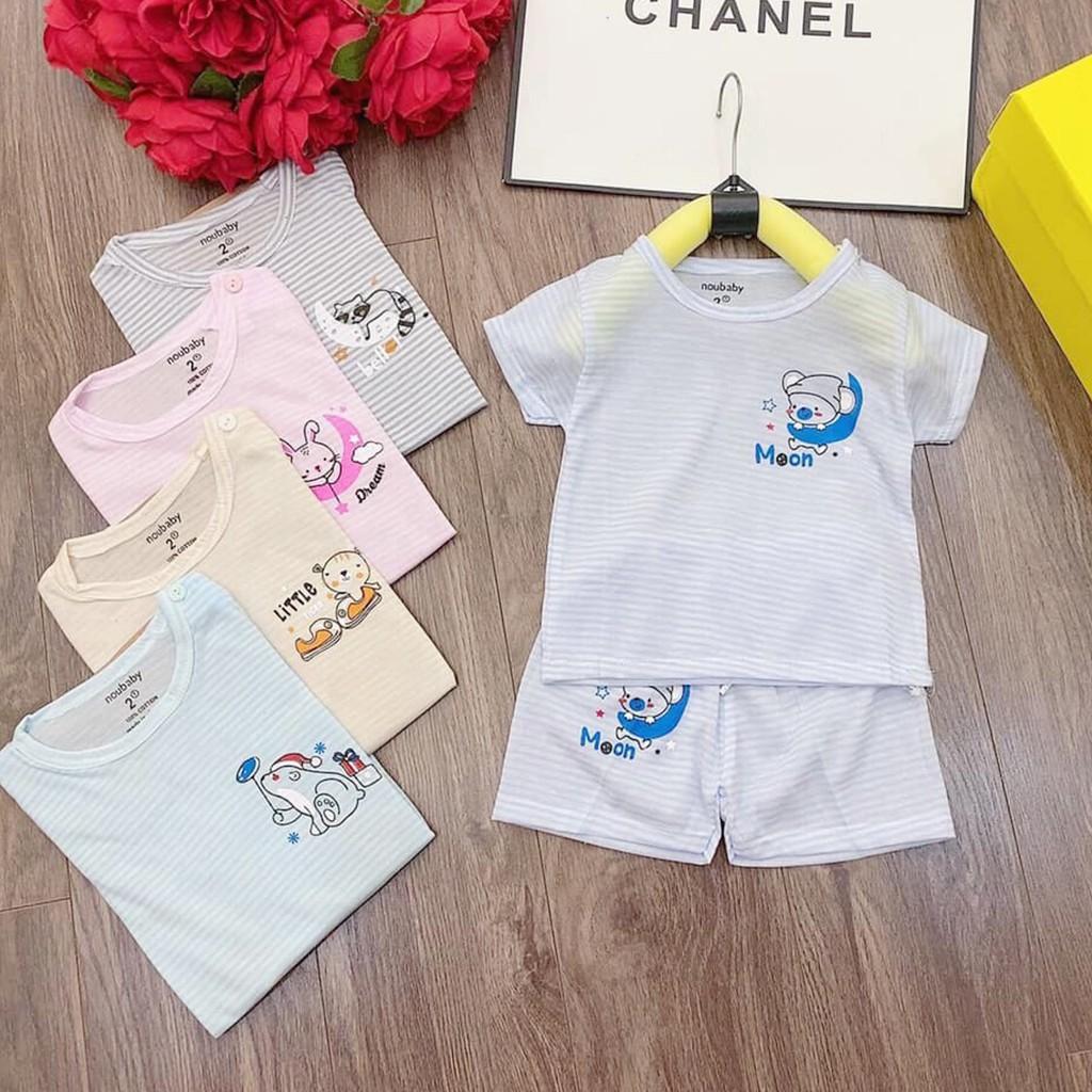 Bộ cộc tay cho bé trai gái sơ sinh quần áo trẻ em vải cotton kẻ cài vai, hàng đẹp từ 3-14kg – BCT08