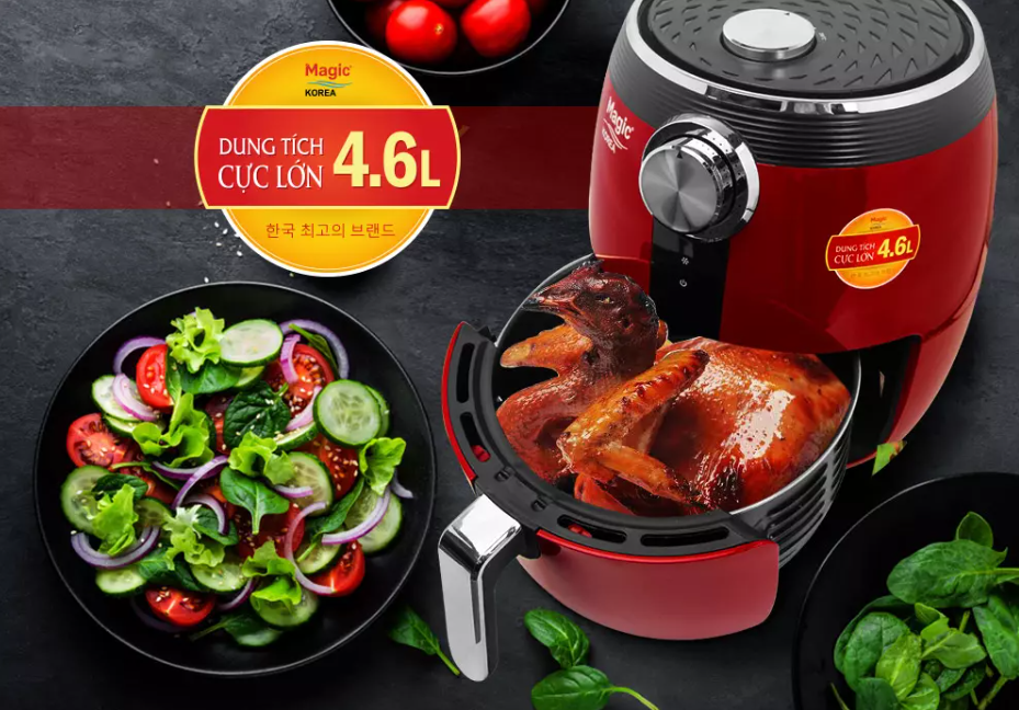 Nồi Chiên Không Dầu MAGIC KOREA A-802 Dung Tích 4.6L Công Suất 1500W Black - Hàng Chính Hãng