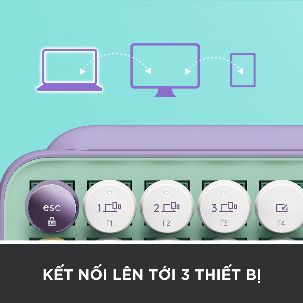 Bàn phím cơ học không dây Bluetooth Logitech POP Keys kết nối đa thiết bị các phím Emoji tùy chỉnh - Hàng chính hãng