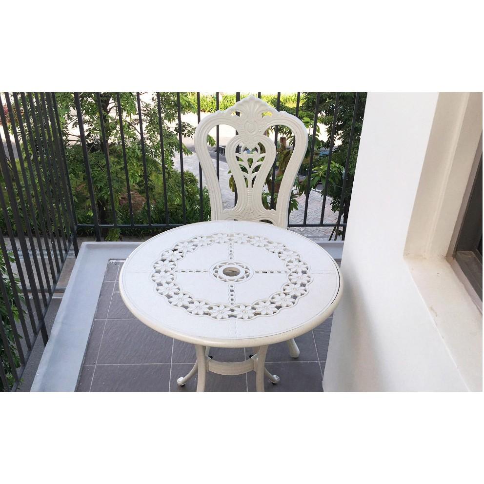 Bàn Ghế Ngoài Trời Bộ Bàn Ghế Nhôm Đúc Trắng BG-D65T