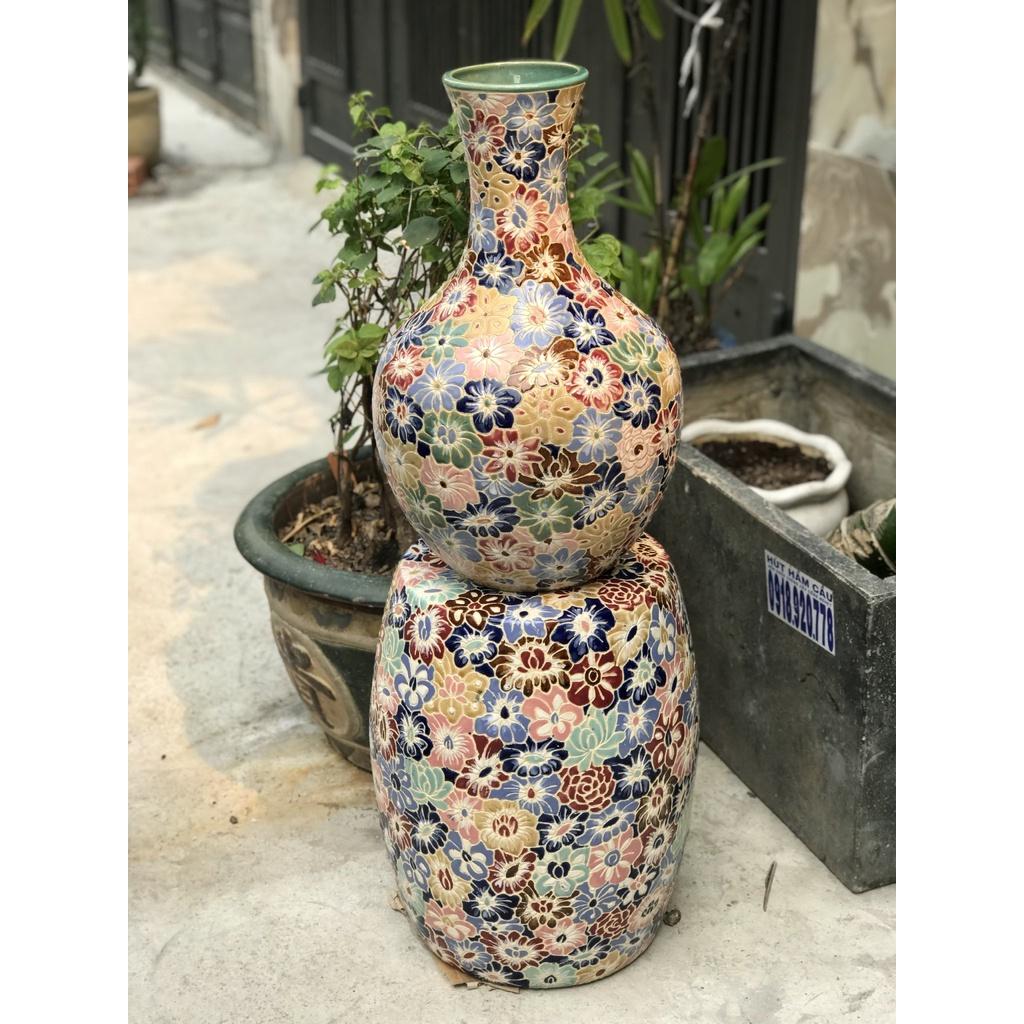 BÌNH BÁCH HOA 51CM GỐM SỨ THỦ CÔNG NAM BỘ TDM CẮM BÔNG TRANG TRÍ DECOR