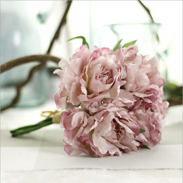 Artificial 5 Head Silk Peony Flower Bouquet Home Party Wedding Decor 10 Colo