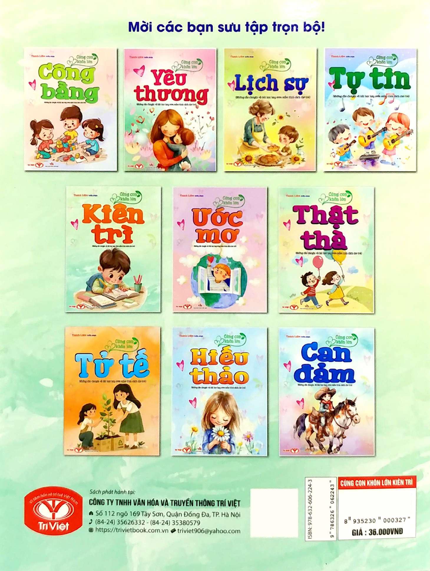 Sách - Cùng Con Khôn Lớn - Kiên Trì (Những Câu Chuyện Và Bài Học Hay Ươm Mầm Tính Cách Cho Trẻ)