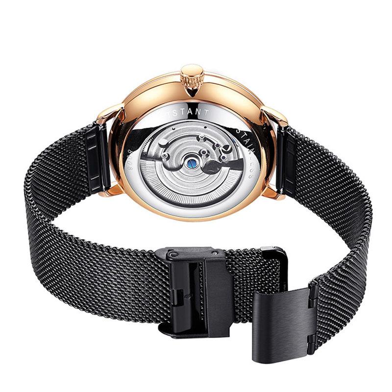 Đồng hồ cơ khí tourbillon tự động thuận lợi nhất dành cho nam thời trang công sở Châu Âu và Mỹ Đồng hồ mặt số lớn không thấm nước cổ áo trắng khí quyển đơn giản