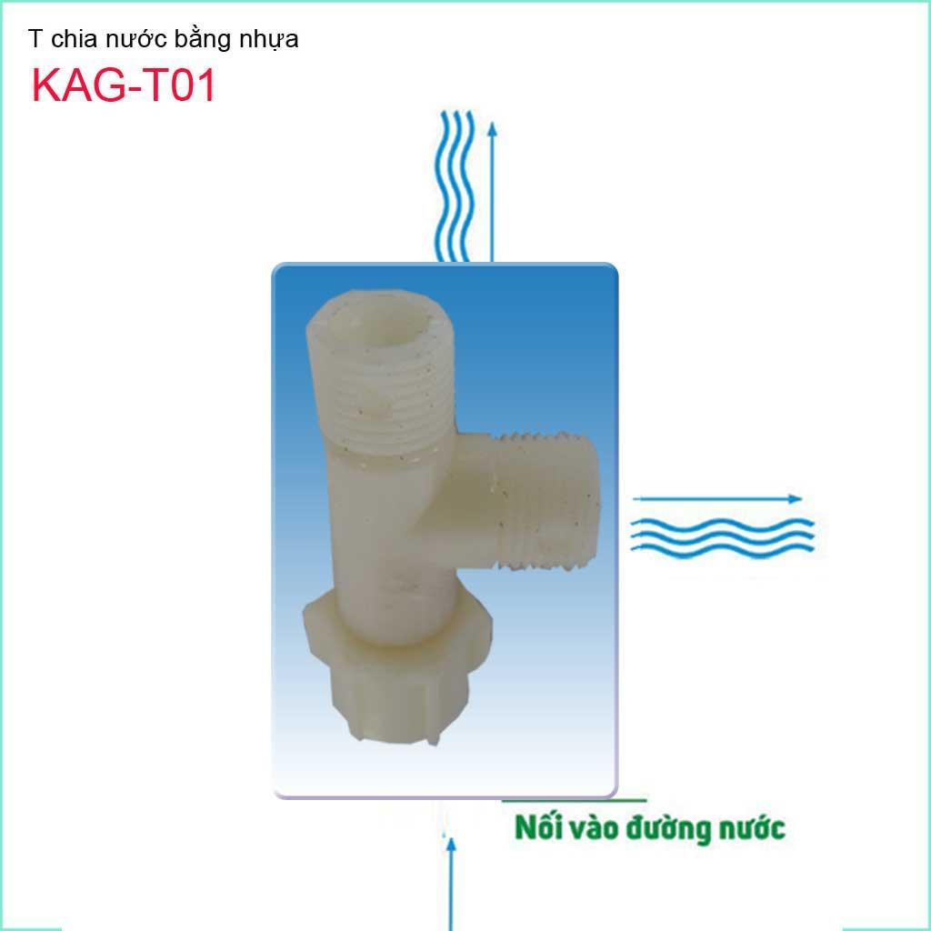 T chia nước bồn cầu, T nhựa 100% KAG-T01 không gỉ séc