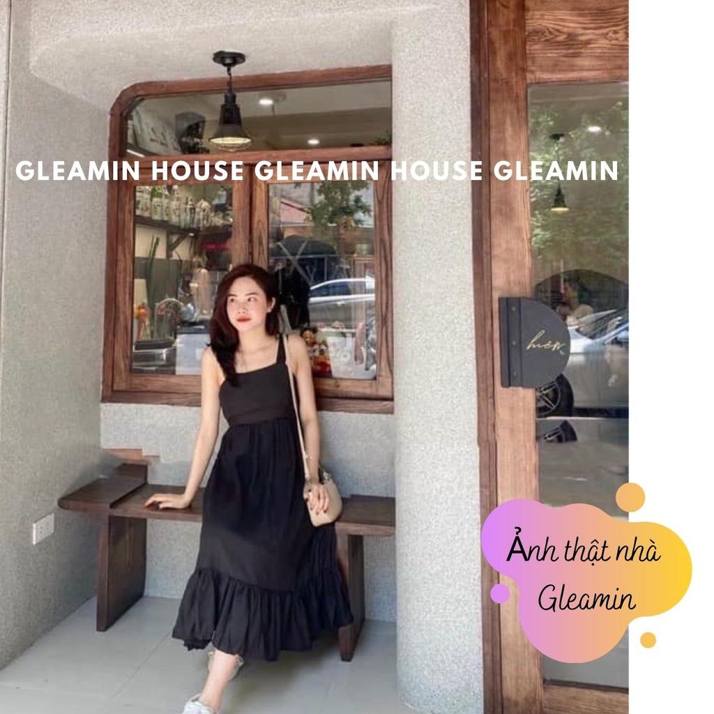 Váy-đầm maxi 2 dây xoè dáng dài chất lụa đi biển hở lưng buộc nơ 2 màu, Váy-đầm maxi hai dây suông rộng babydoll vạt bèo