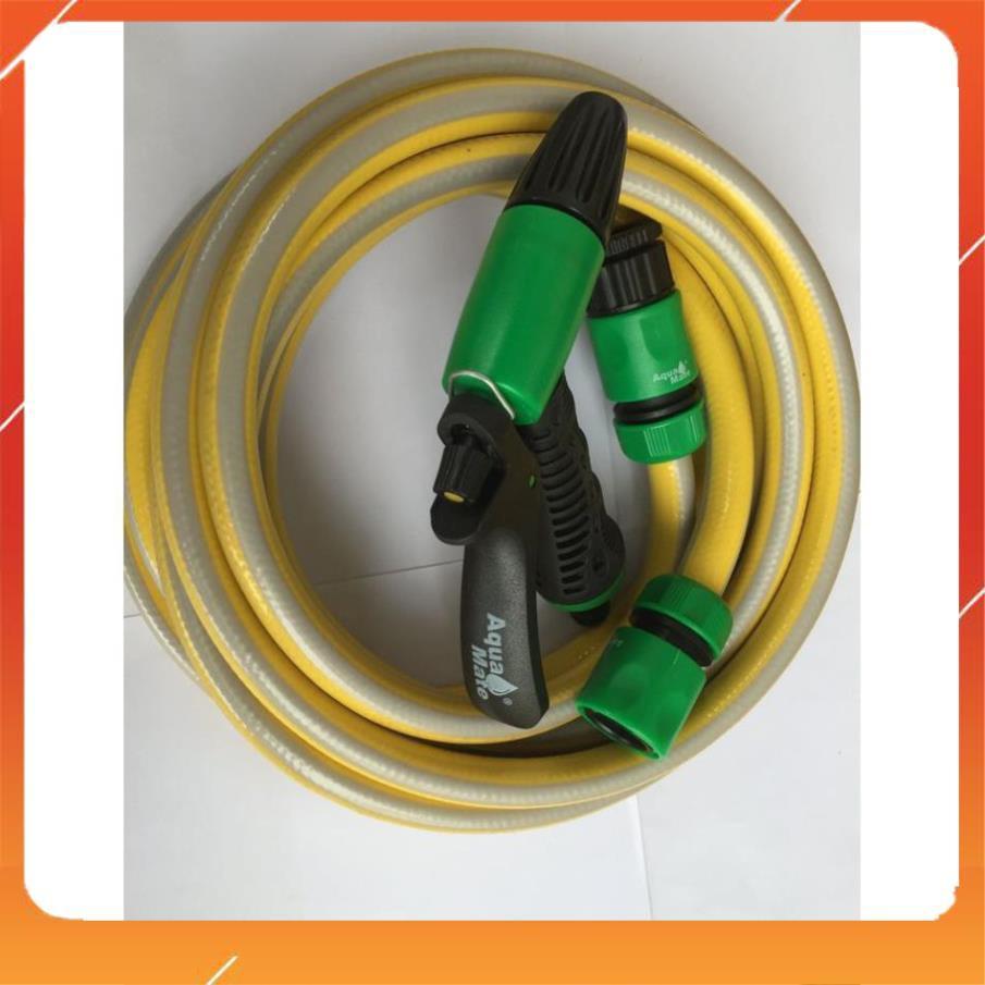 Vòi tưới cây rửa xe 6m-7m-8m tay bóp tùy chỉnh nhiều chế độ 319498622-1622-3 mầu cam