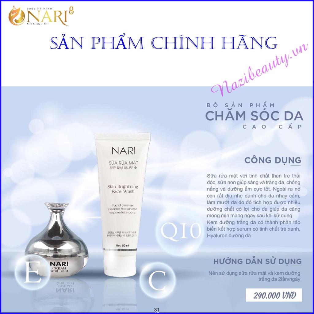 Bộ chăm sóc da cao dưỡng trắng sáng trẻ hóa phục hồi da Nari sản phẩm từ thiên nhiên bật tone chỉ sau 7 ngày gồm kem dưỡng cao cấp và sữa rửa mặt tinh chất sữa non