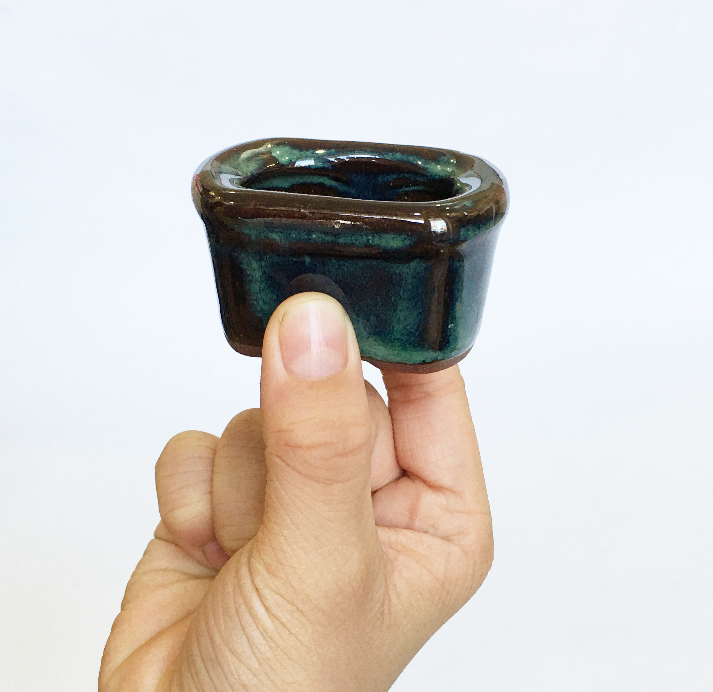 Set 10 mẫu chậu trồng bonsai, sen đá mini men hỏa biến có lỗ  Chậu gốm sứ Bát Tràng