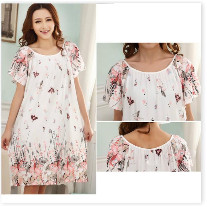 Váy Ngủ Form Suông Size Lớn hoa vàng - 3XL