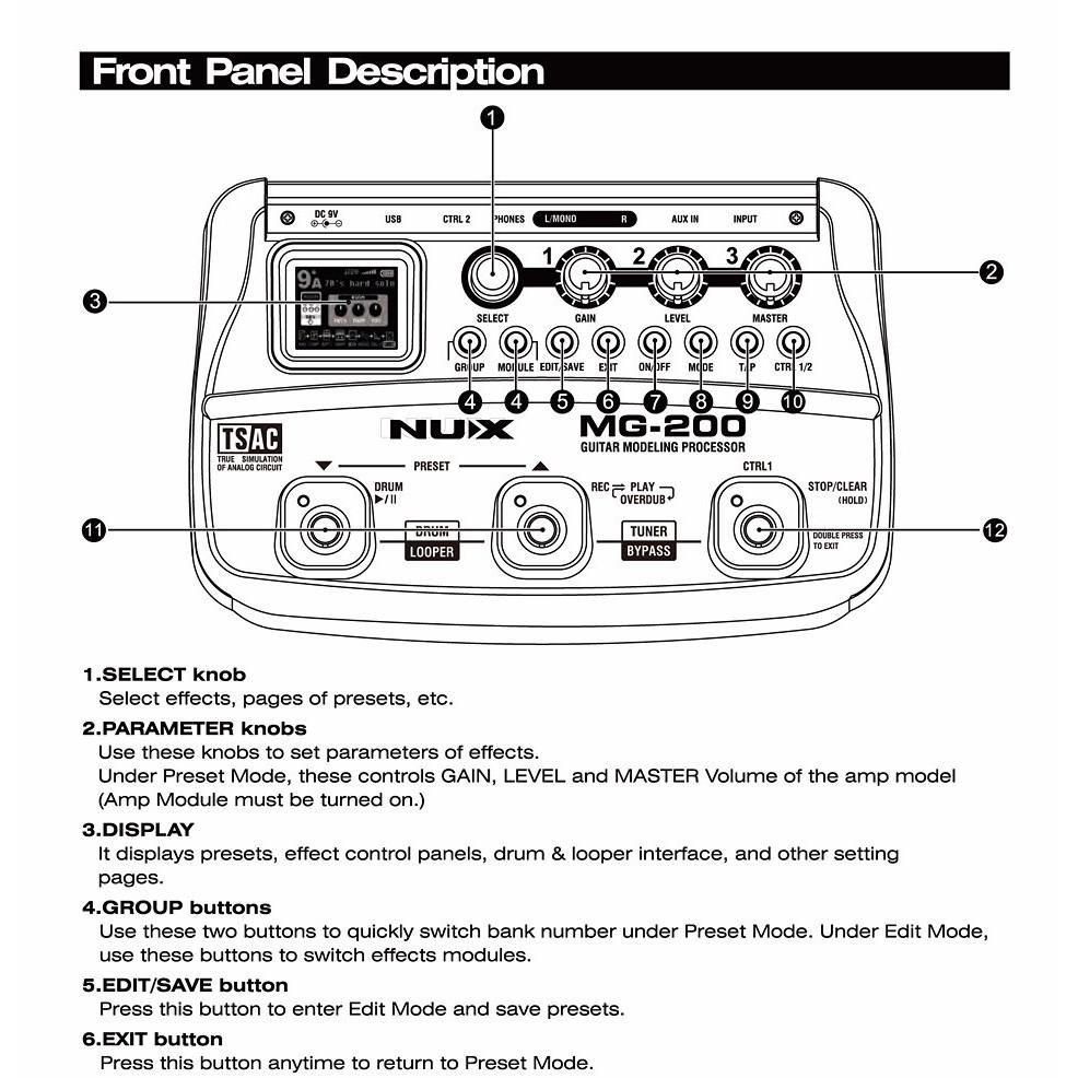 Phơ guitar điện NUX MG-200 ( guitar processor )