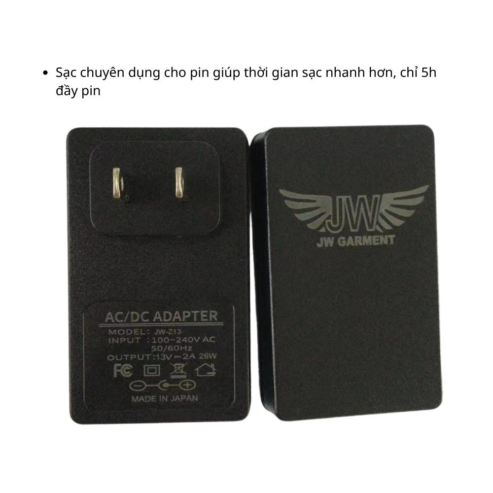 Combo pin quạt áo điều hòa cao cấp Nhật Bản, dung lượng pin khủng 25.000mAh các mức điện áp 21V, quạt không chổi than