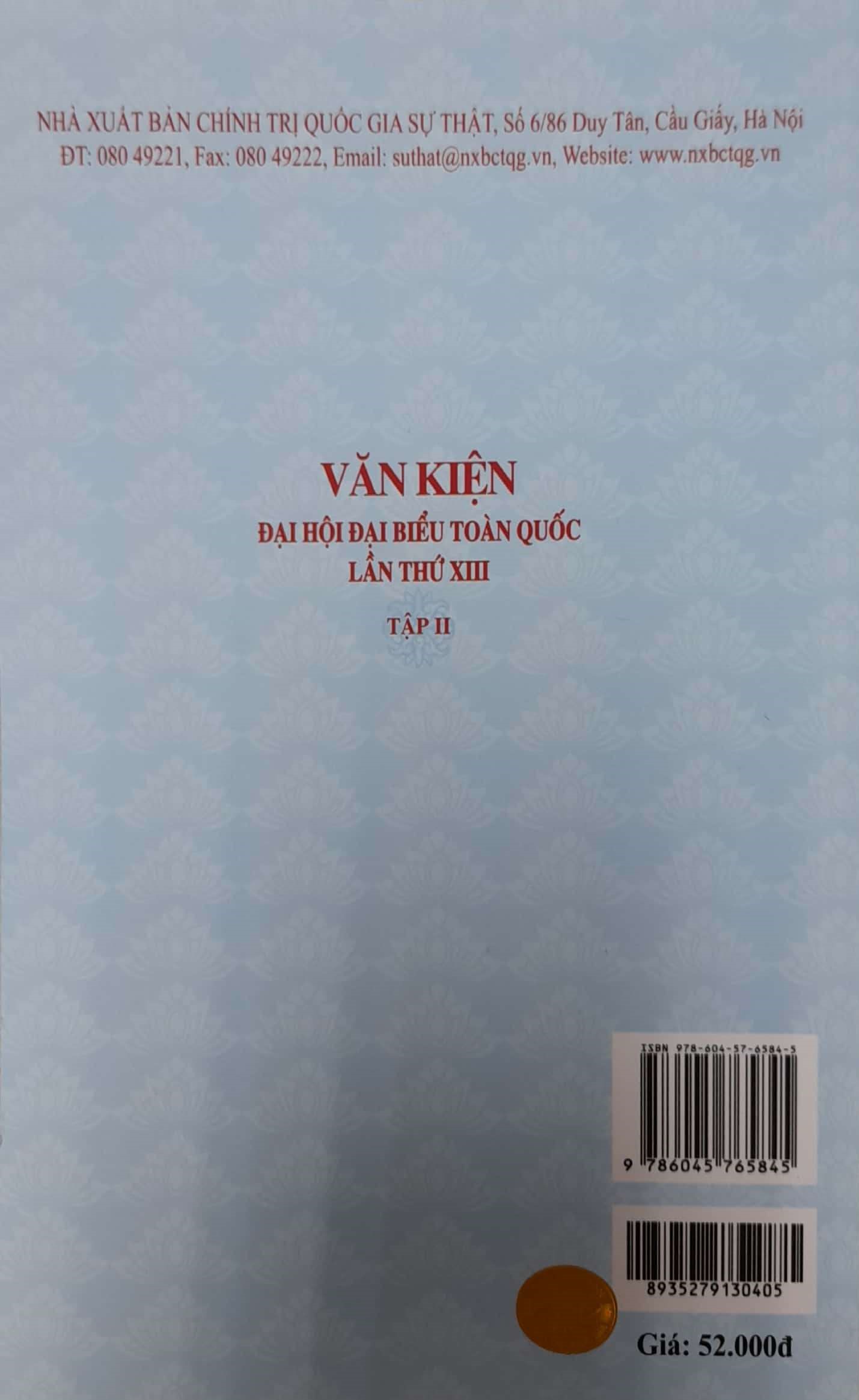 Văn Kiện Đại Hội Đại Biểu Toàn Quốc Lần Thứ XIII (gồm 2 tập)