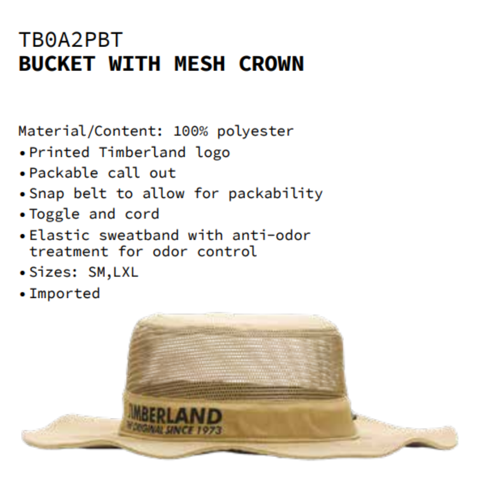 [NEW] Original Timberland Nón Vành Rộng Unixsex Bucket with Mesh Crown TB0A2PBT75