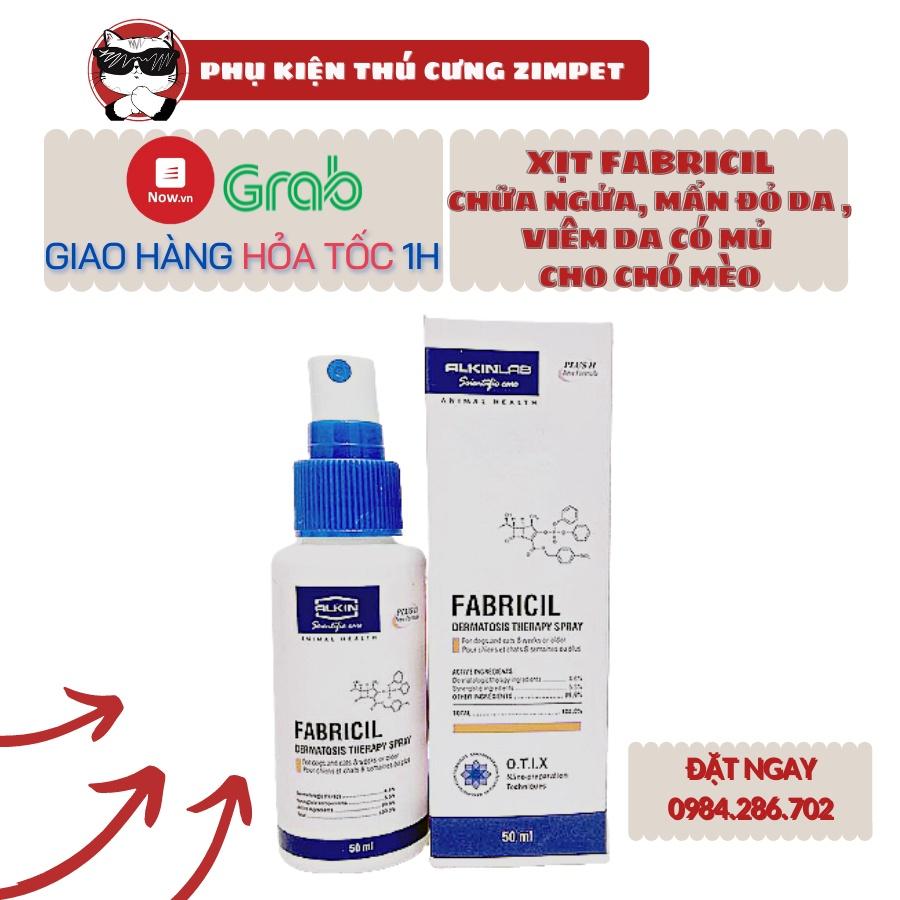 ALKIN Fabricil - Xịt chữa ngứa da - mẩn đỏ da - viêm da có mủ cho chó mèo chai 50ml