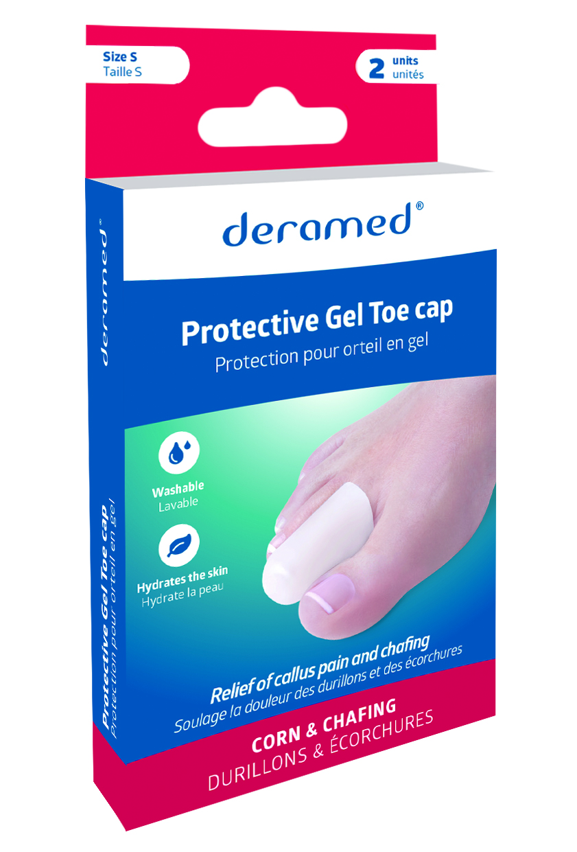 NẮP GEL BẢO VỆ NGÓN CHÂN KHỎI MA SÁT & CHAI SẦN DERAMED ÊM ÁI VÀ GIẢM ĐAU TỨC THÌ - 1 CẶP - SẢN XUẤT TẠI TÂY BAN NHA