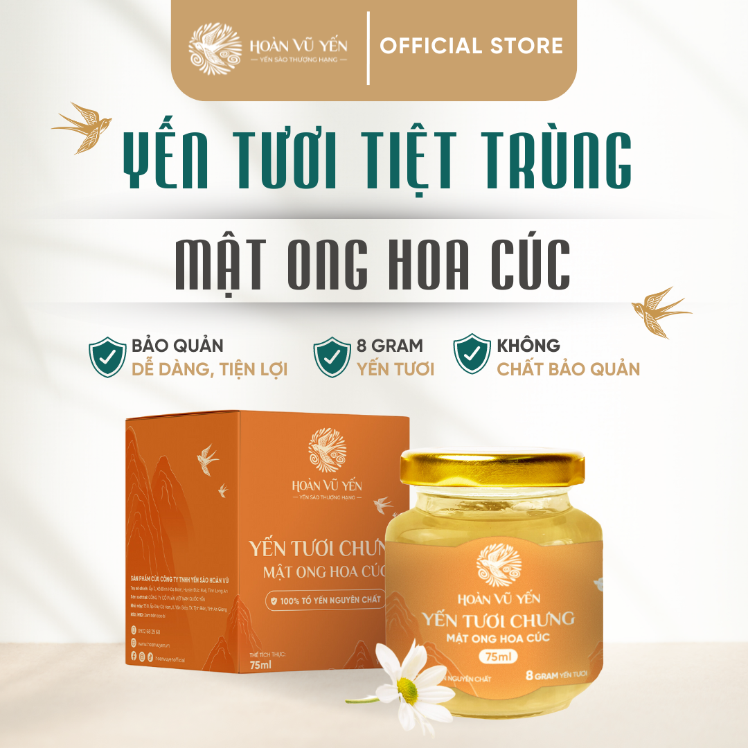 Yến Tươi Tiệt Trùng - 8g Yến tươi 100% Nguyên Chất ( 75ml ) - Tăng Cường Sức Khỏe - Chống Lão Hóa - Tăng Cường Trí Nhớ - Chính Hãng Hoàn Vũ Yến - Cosmo Bird's Nest
