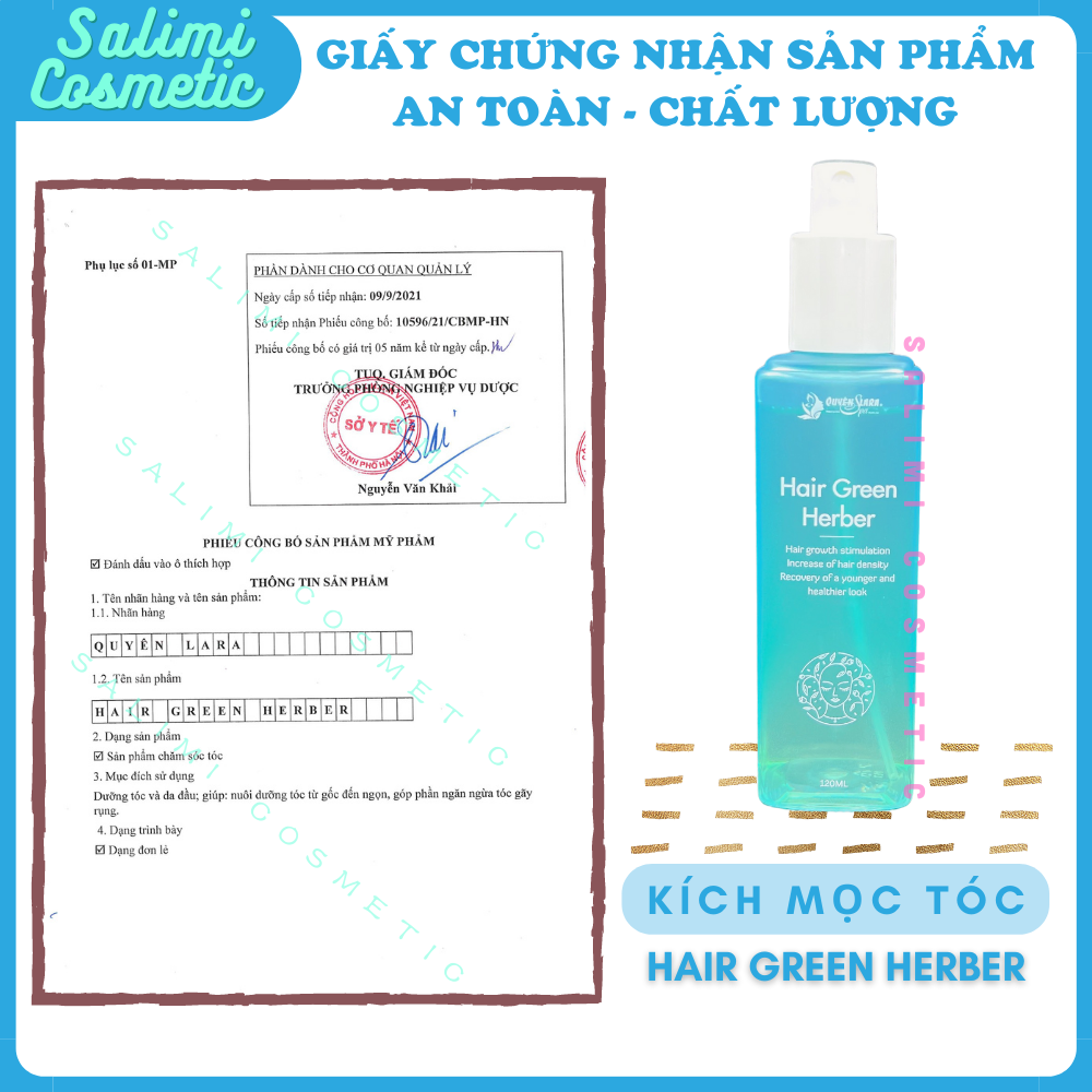 Xịt Kích Mọc Tóc Thảo Dược HAIR GREEN HERBER Dung Tích 120 ml - Phục Hồi Tóc Rụng, Dưỡng Tóc Suôn Mượt, Ngăn Ngừa Gãy Rụng, Làm Chắc Khoẻ Chân Tóc