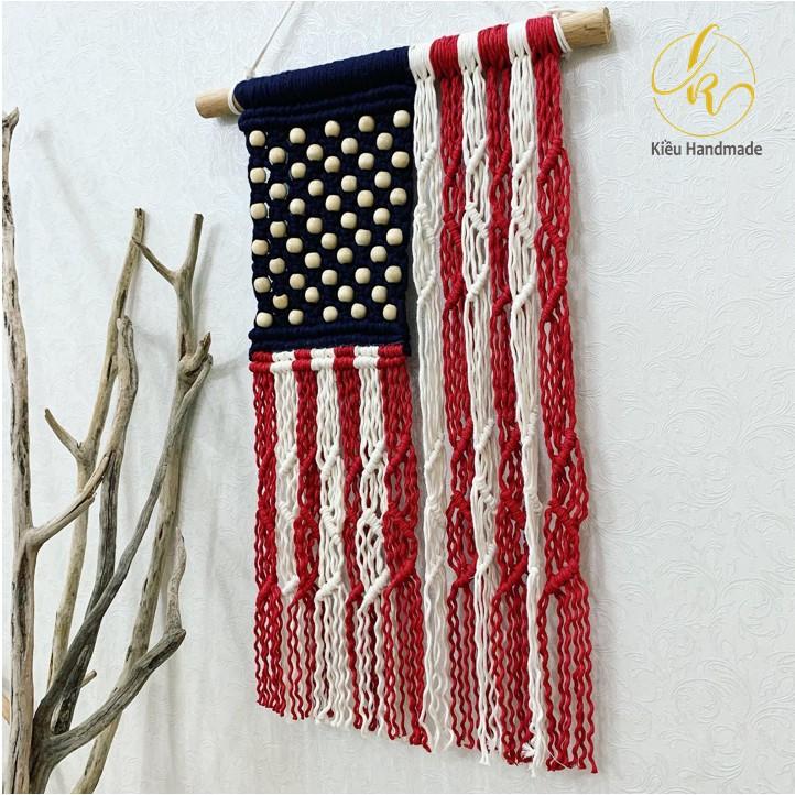 Macrame cờ Mỹ - trang trí tường- ảnh thật