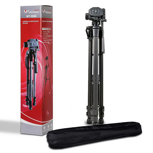 Chân máy ảnh Weifeng WT-3520 khung nhôm cao cấp-Hàng nhập khẩu. Tặng kèm remote + kẹp điện thoại