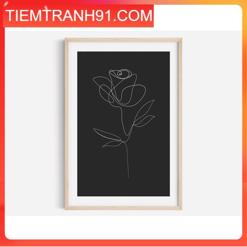 Tranh treo tường | Line art-Fine Line Flower Print, flower line art 65 , tranh canvas giá rẻ