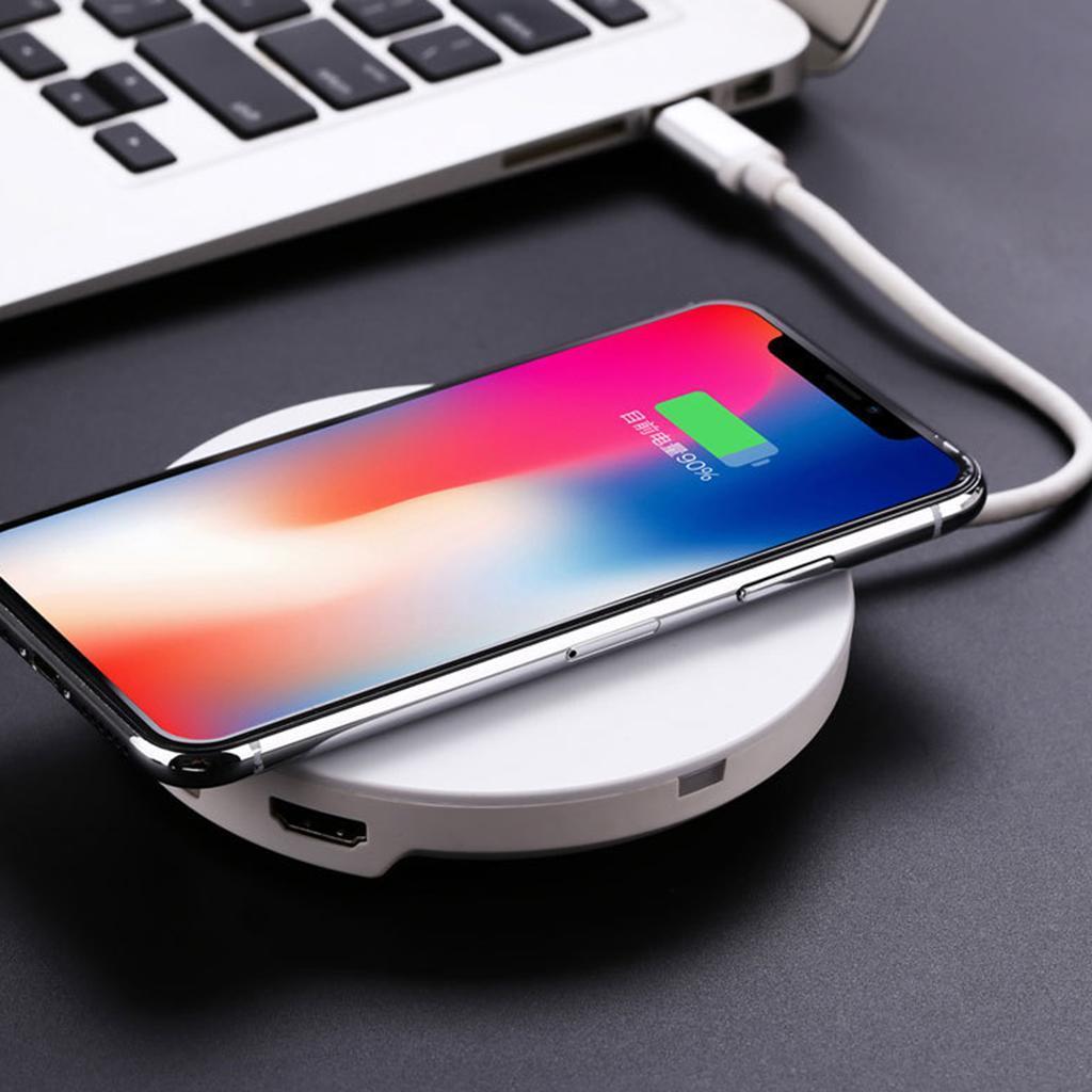 2 in 1 Type-C to Micro USB/HDMI/VGA HUB Dock +5W Wireless Charger