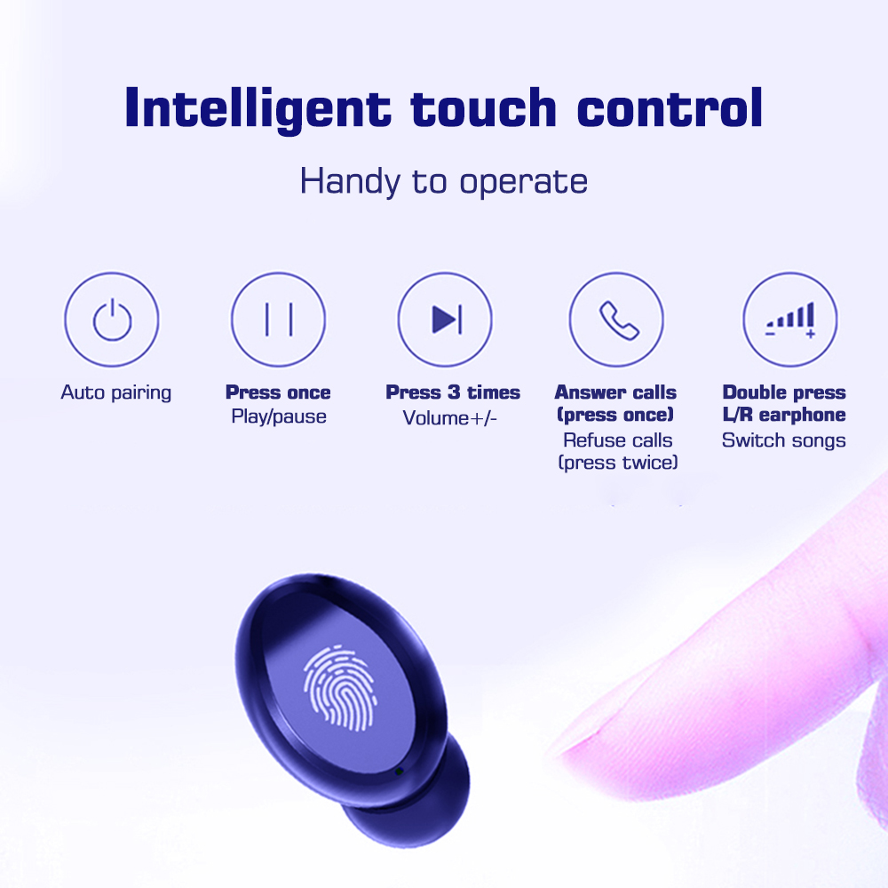 Tai Nghe Thể Thao Điều Khiển Cảm Ứng TWS Bluetooth V5.0 Không Dây Có Mic Màn Hình LED