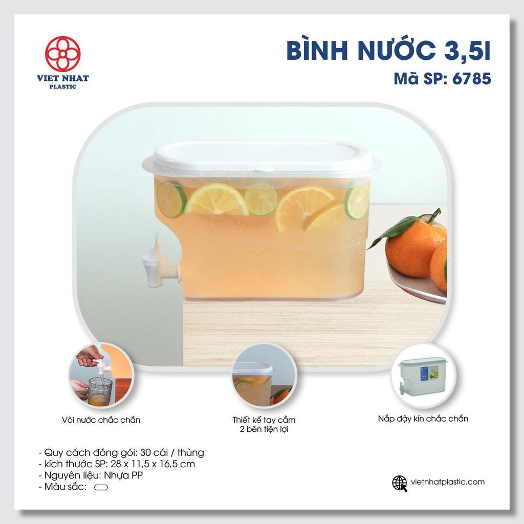 Bình đựng nước có vòi 3.5l( 6785)Việt Nhật, Bình đựng nước trà, nước trái cây để trong tủ lạnh tiện lợi