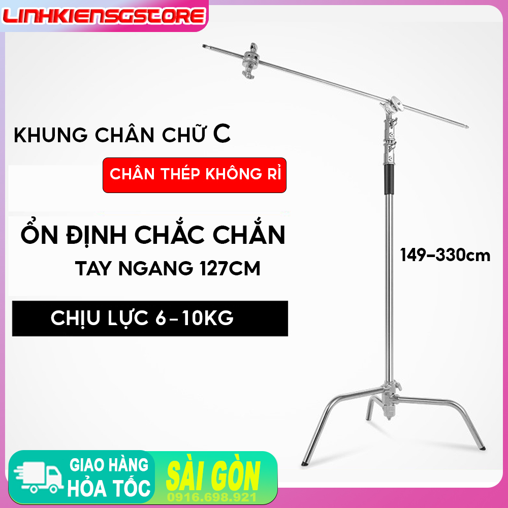 Chân đèn C Stand kim loại VÀ boom treo đèn cao cấp, tải trọng cao (330cm)