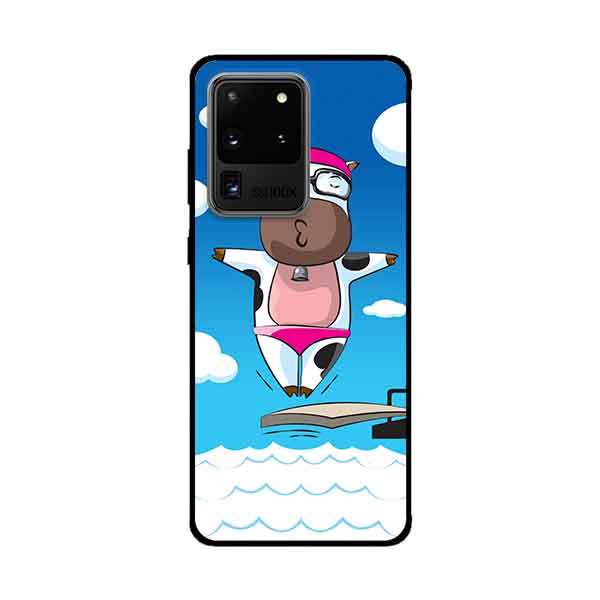 Ốp Lưng Dành Cho Samsung Galaxy S20 Ultra mẫu Bò Sữa Bơi Lội - Hàng Chính Hãng