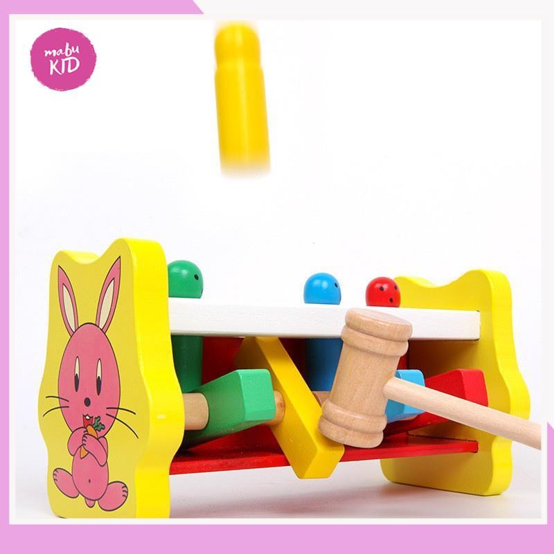 Đồ Chơi Gỗ - Đập Chuột Hình Thỏ - Đồ Chơi Giáo dục Thông Minh Cho Bé