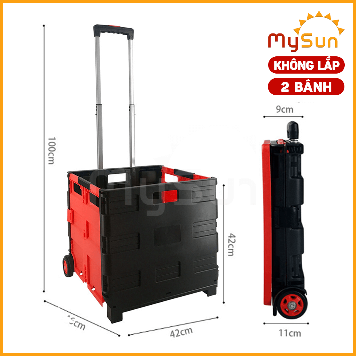 Xe đẩy kéo đi chợ dã ngoại du lịch gấp gọn cỡ lớn MySun