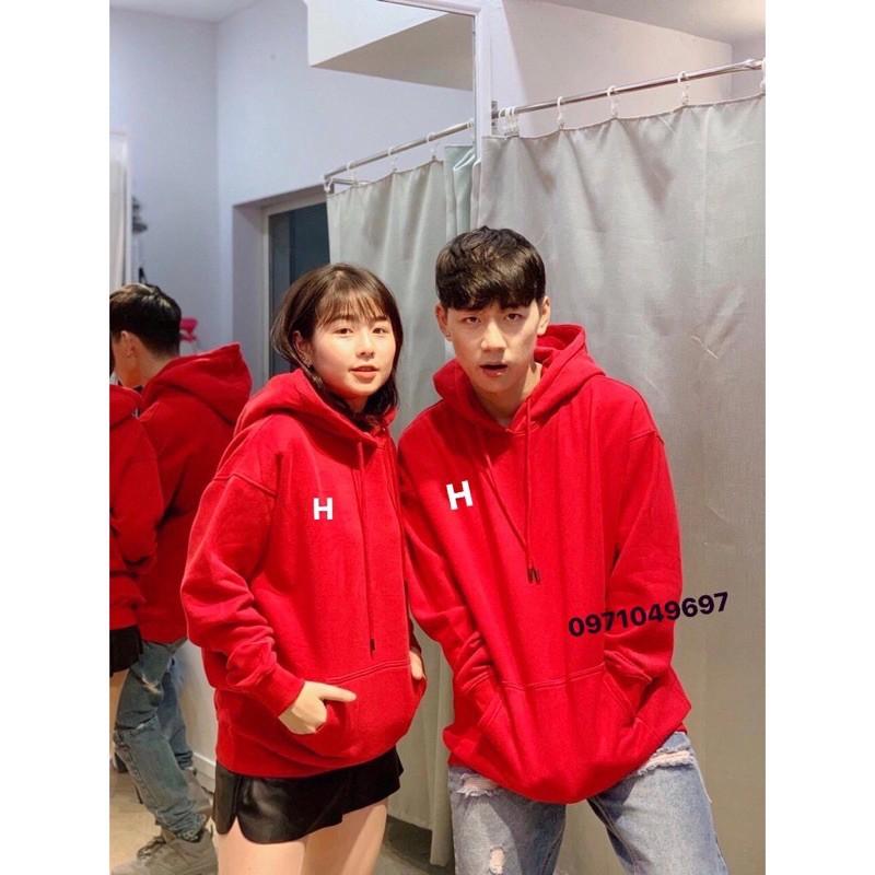 {Có ảnh thật} Áo hoodie đỏ Unisex nam nữ in trang trí