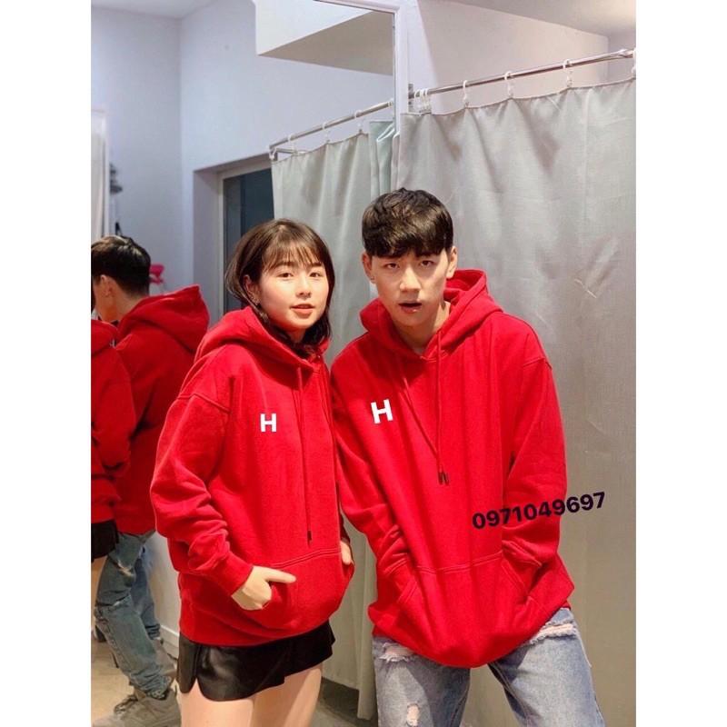 {Có ảnh thật} Áo hoodie đỏ Unisex nam nữ in trang trí