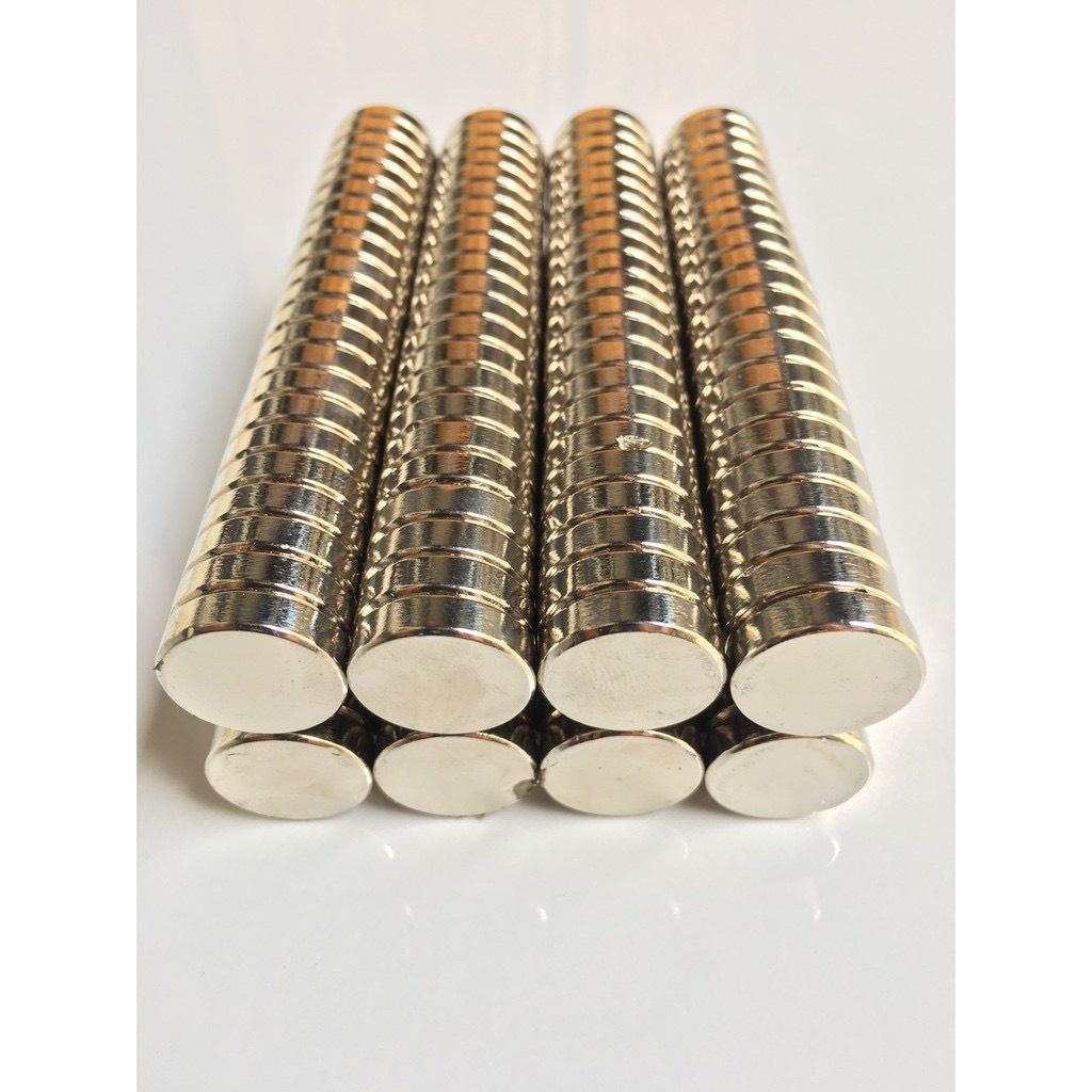 Nam châm 18x5mm viên hình tròn màu trắng bạc siêu mạnh