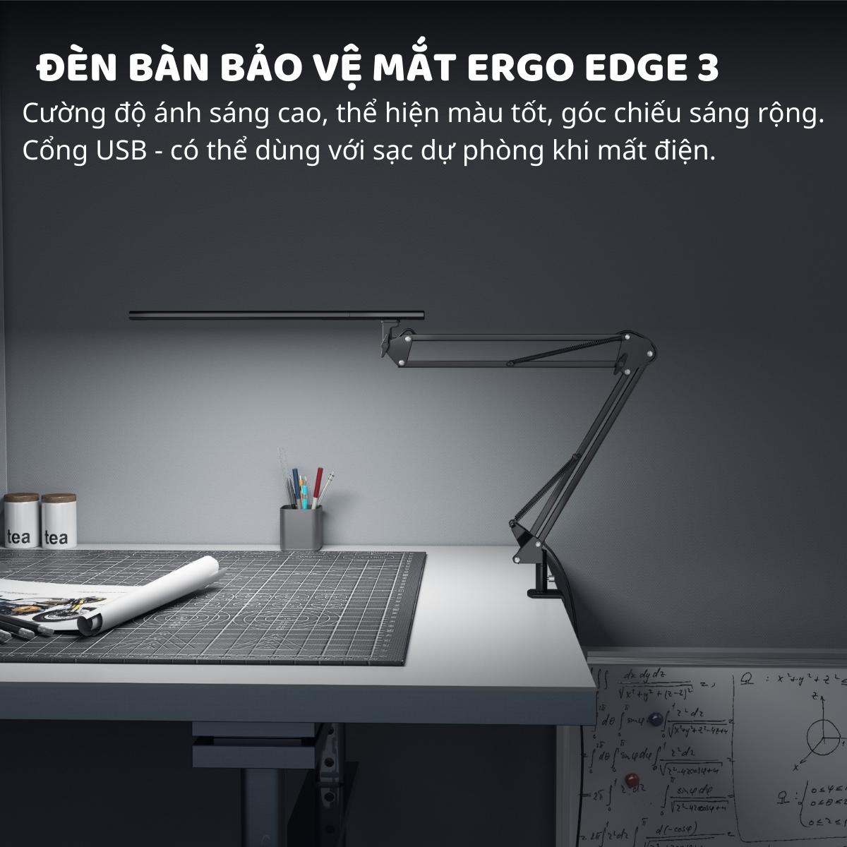 Đèn bàn học bảo vệ mắt DandiHome Ergo Edge chống cận để làm việc, học tập có thể kéo dài và gấp gọn - 3 phiên bản