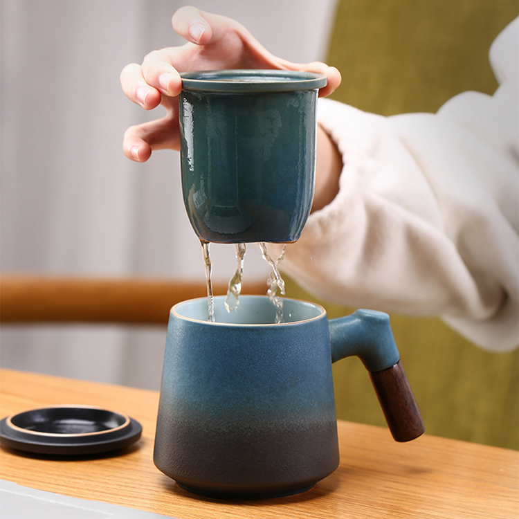 Cốc pha trà gốm sứ Ceramic Tea Mug with Infuser Strainer 400ml (Hộp quà tặng)