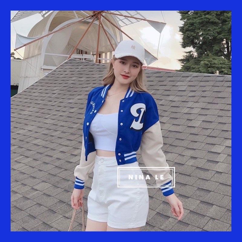 Áo khoác crotop xanh dương bomber dù 2 lớp siêu dày mát mẻ