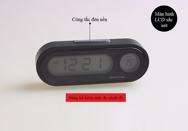 Đồng hồ điện tử mini trên ô tô màn hình Led V2