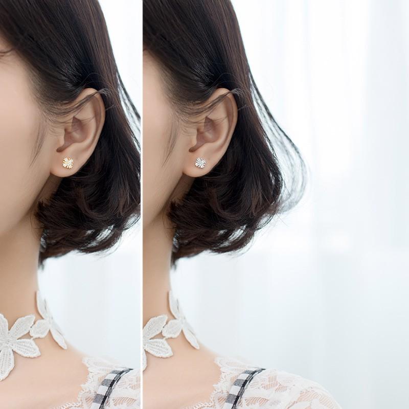 Khuyên tai bạc Ý s925 hoa 4 cánh ngọt ngào G2017 - AROCH Jewelry